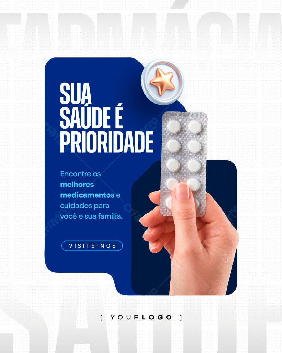 Post Instagram Farmácia Saúde Prioridade PSD Editável