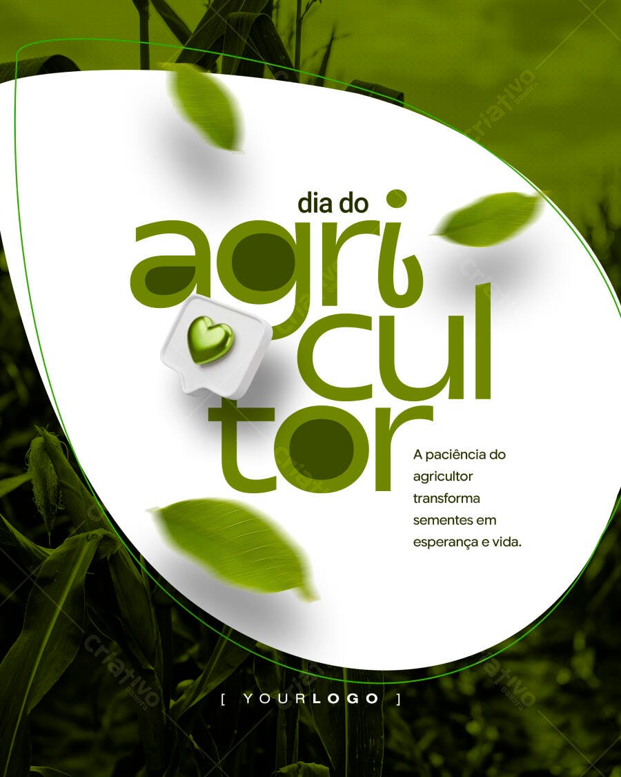 Post Dia do Agricultor Agosto Agronegócio PSD Editável