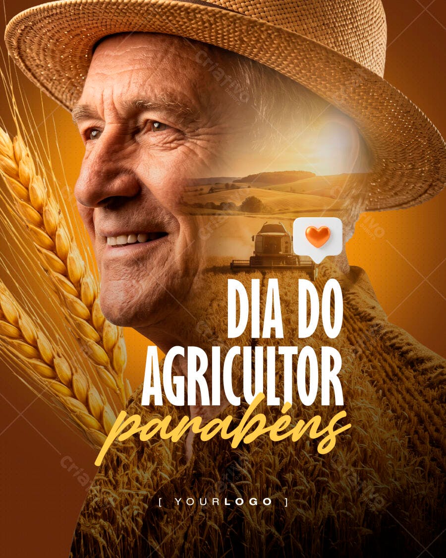 Post Dia do Agricultor Homenagem Agronegócio PSD Editável