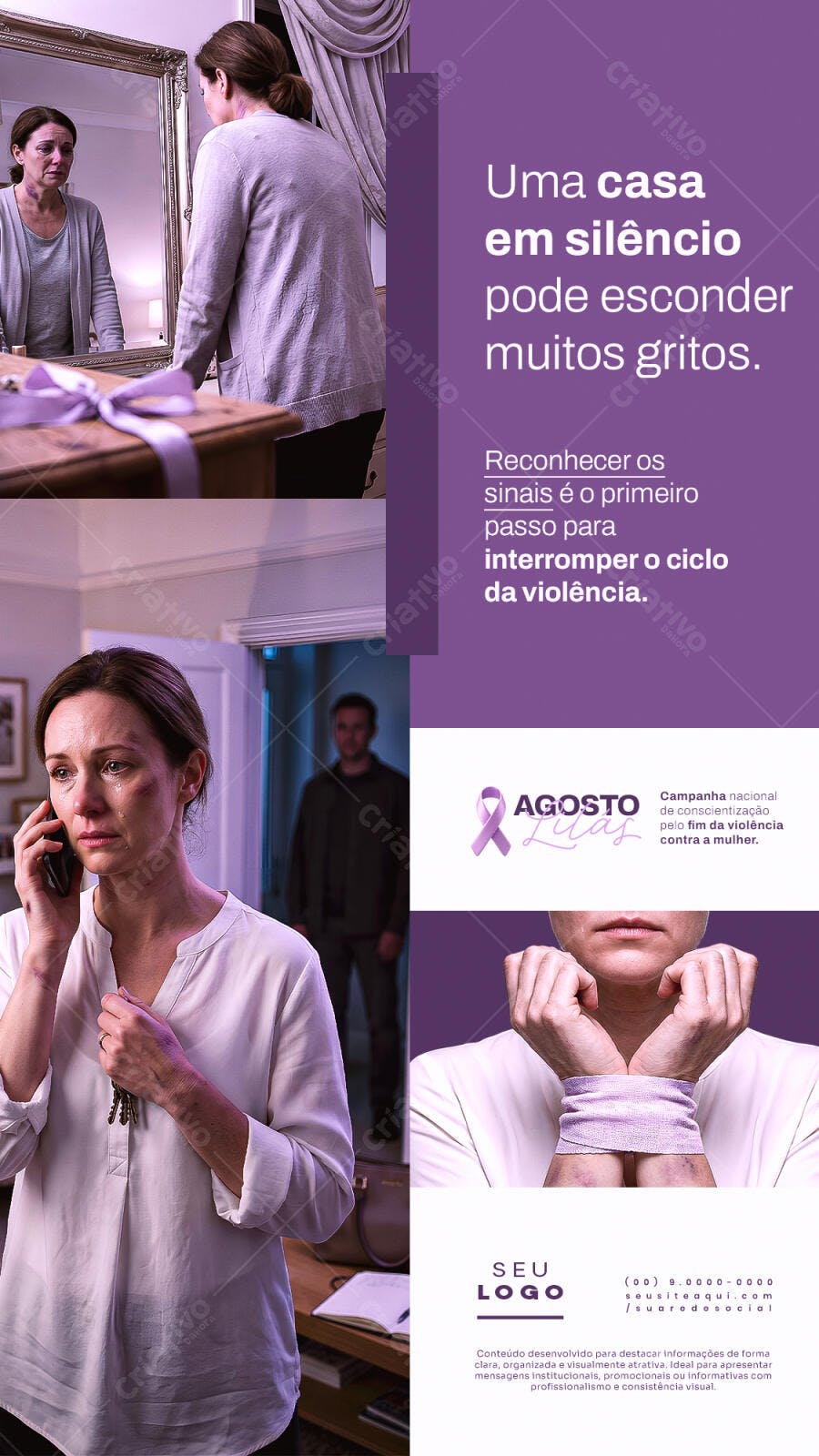 Post Instagram Agosto Lilás Violência Contra Mulher PSD Editável