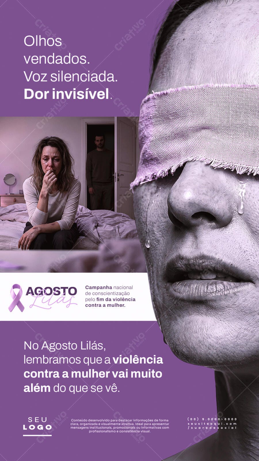 Post Instagram Agosto Lilás Violência Contra Mulher PSD Editável