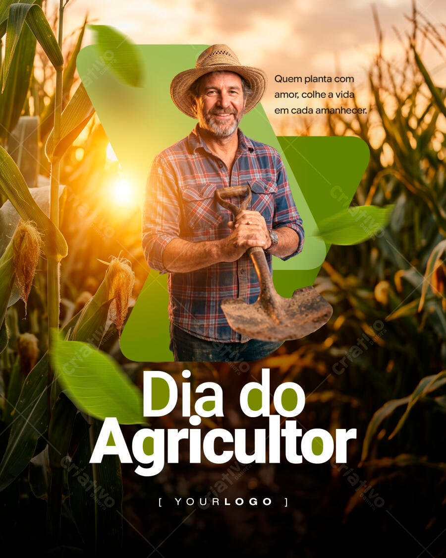 Post Instagram Dia do Agricultor Agosto PSD Editável