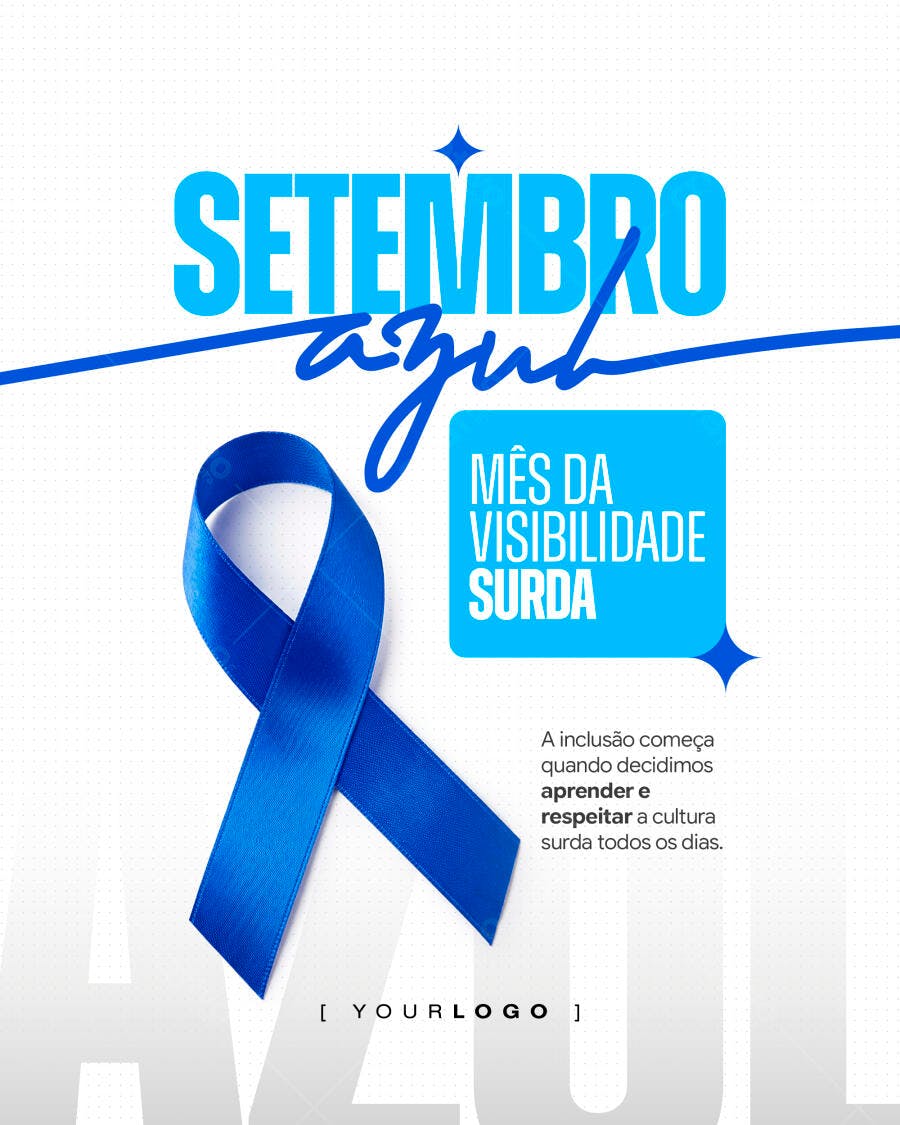 Post Instagram Setembro Azul Mês da Visibilidade Surda PSD Editável