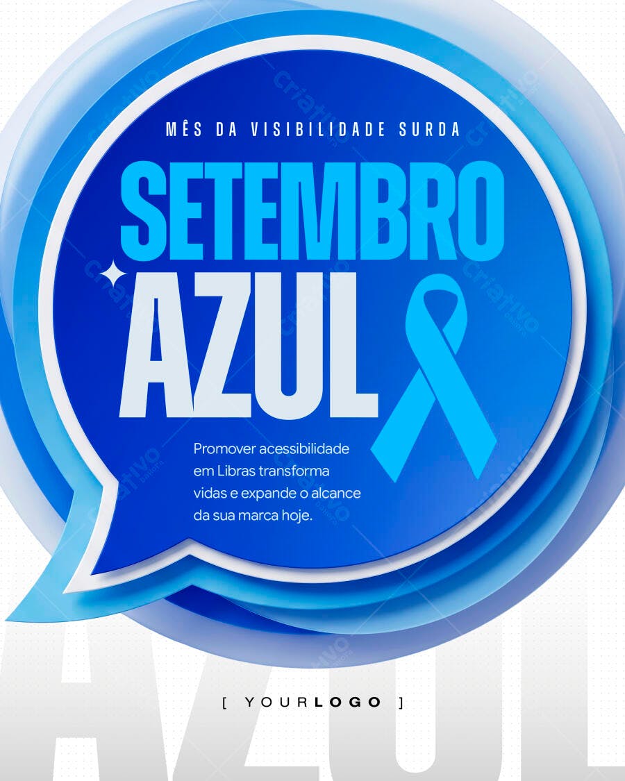 Post Instagram Setembro Azul Visibilidade Surda PSD Editável