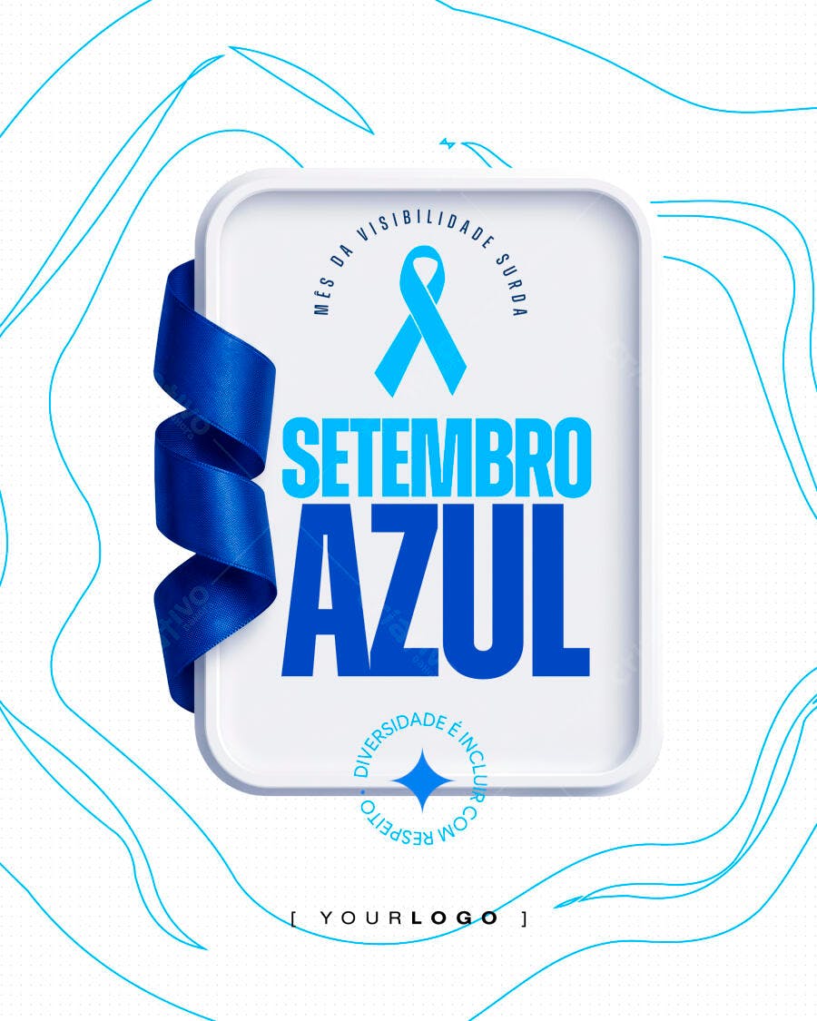 Post Instagram Setembro Azul Visibilidade Surda PSD Editável