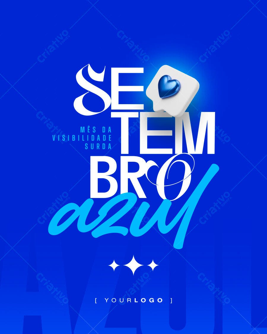 Post Instagram Setembro Azul Visibilidade Surda PSD Editável