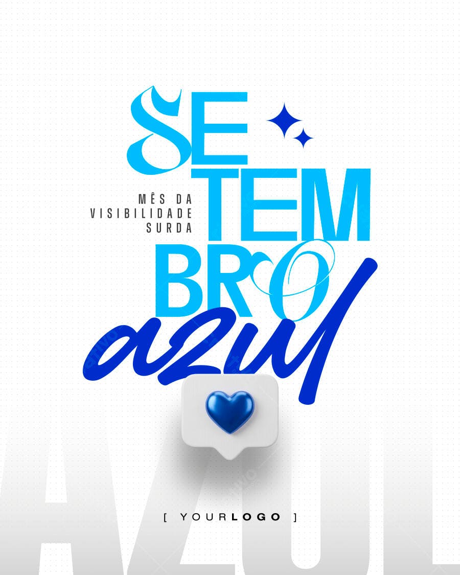 Post Setembro Azul Mês da Visibilidade Surda PSD Editável