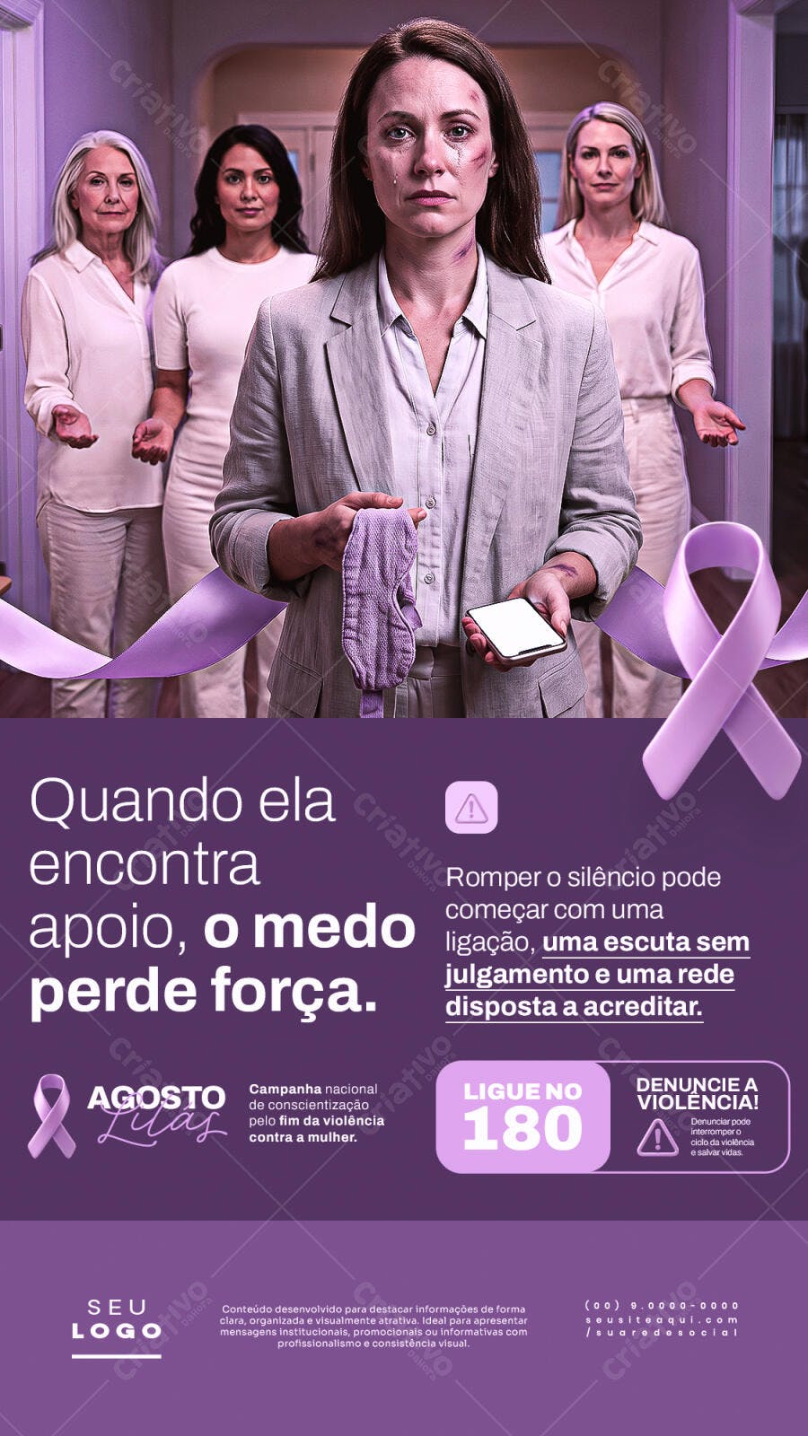 Story Instagram Agosto Lilás Violência Mulher PSD Editável