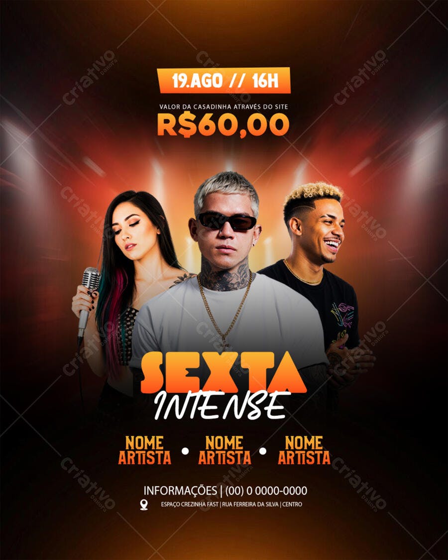 Flyer Festa Balada Sexta Intensa PSD Editável