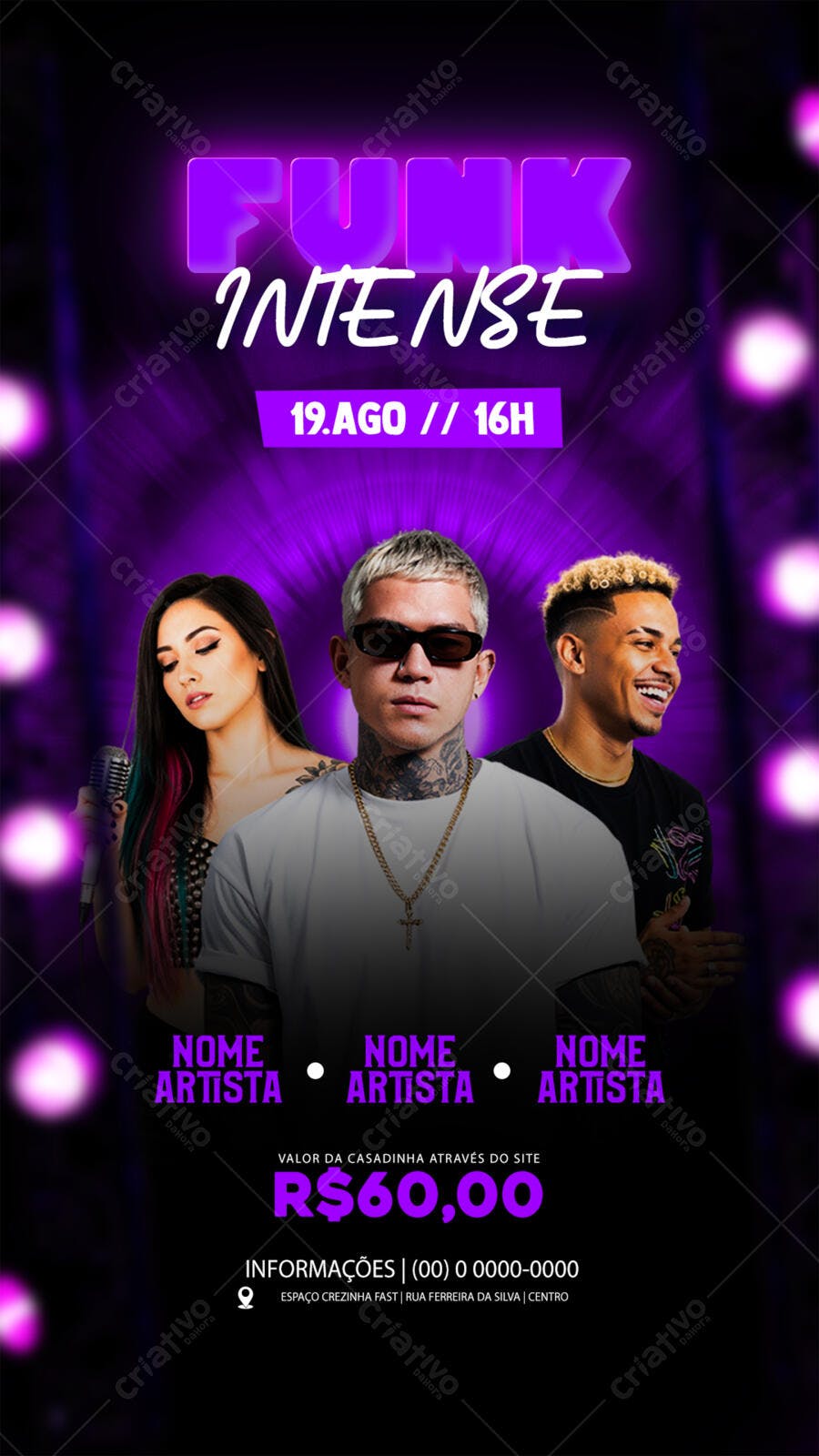 Flyer Festa Funk Intenso Balada PSD Editável