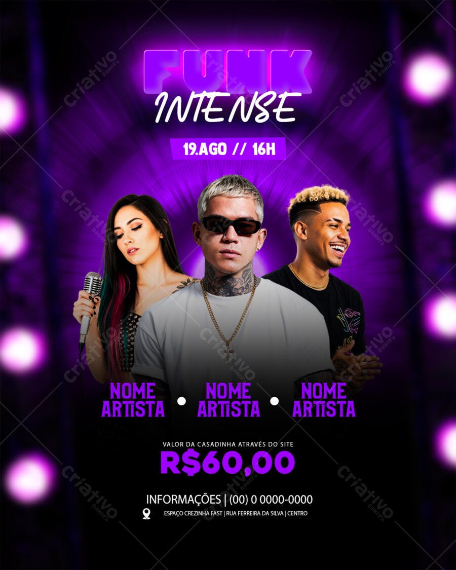 Flyer Funk Intenso Festa Balada PSD Editável