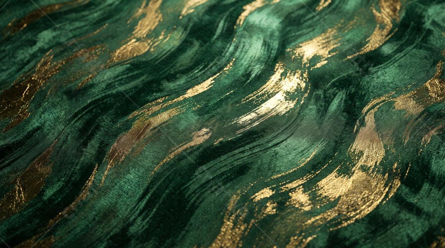 Foto Textura Abstrata Verde Esmeralda e Dourado Ondas