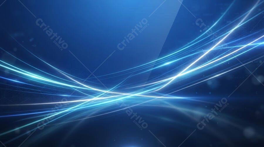 Fundo Abstrato Azul Linhas de Luz Neon Digital