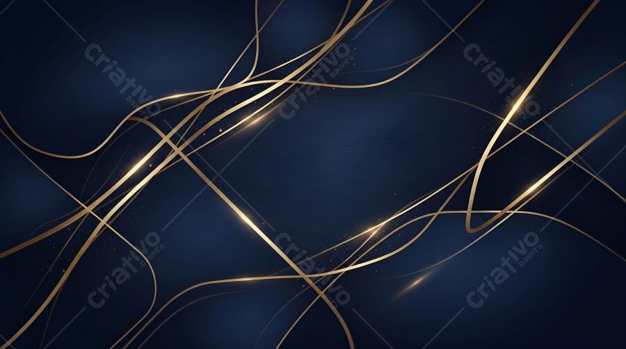 Fundo Abstrato Azul Marinho Linhas Douradas Brilhantes
