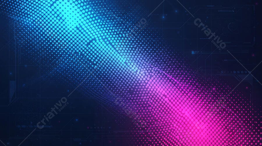 Fundo Abstrato Digital Pontilhado Neon Azul Rosa Tecnologia