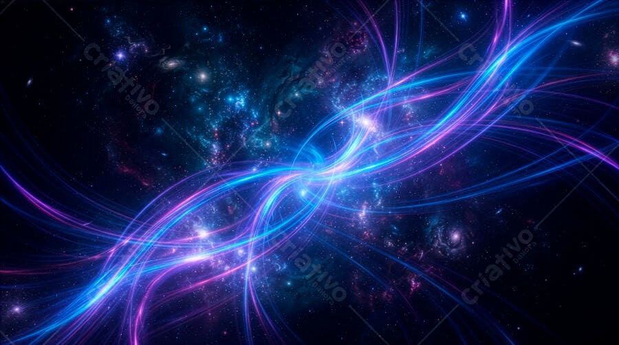Fundo Abstrato Luzes Neon Azuis e Roxas Espaço Sideral