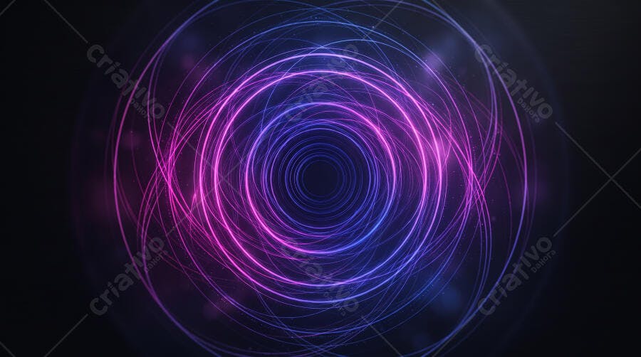 Fundo Abstrato Neon Círculos Roxos e Azuis Brilhantes