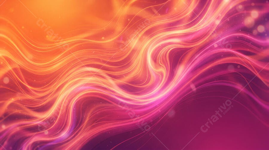 Fundo Abstrato Ondas de Luz Neon Laranja Roxo Rosa