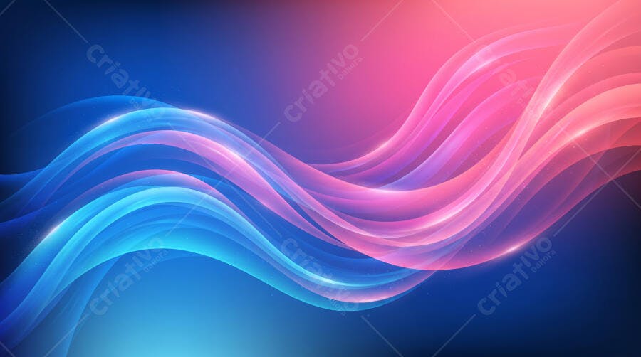Fundo Abstrato Ondas Luminosas Azul Rosa Neon