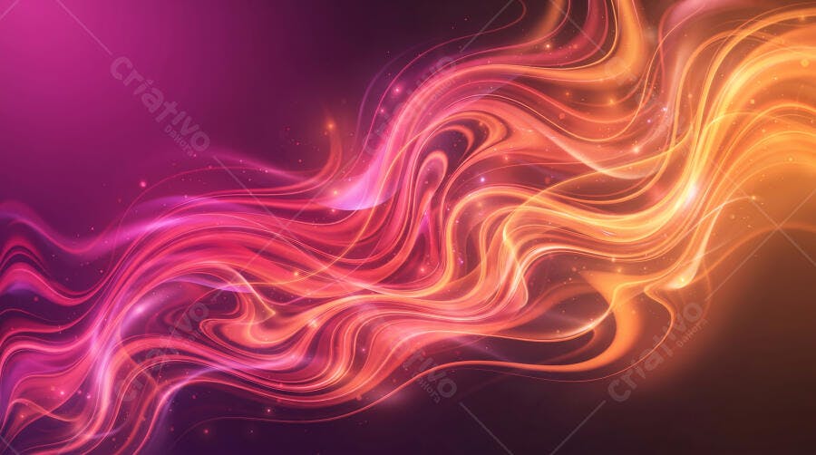 Fundo Abstrato Ondas Luzes Brilhantes Rosa Laranja Roxo