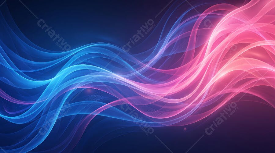 Fundo Abstrato Ondas Neon Azul Rosa Digital Moderno