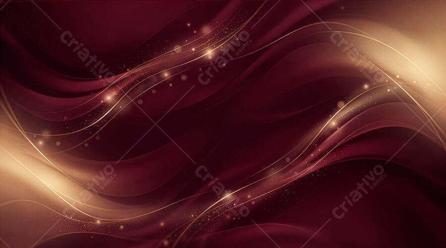 Fundo Abstrato Vermelho Vinho Dourado Ondas Brilho