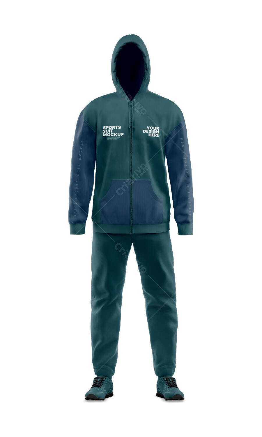 Mockup Agasalho Esportivo Moletom Com Capuz Frontal Editável
