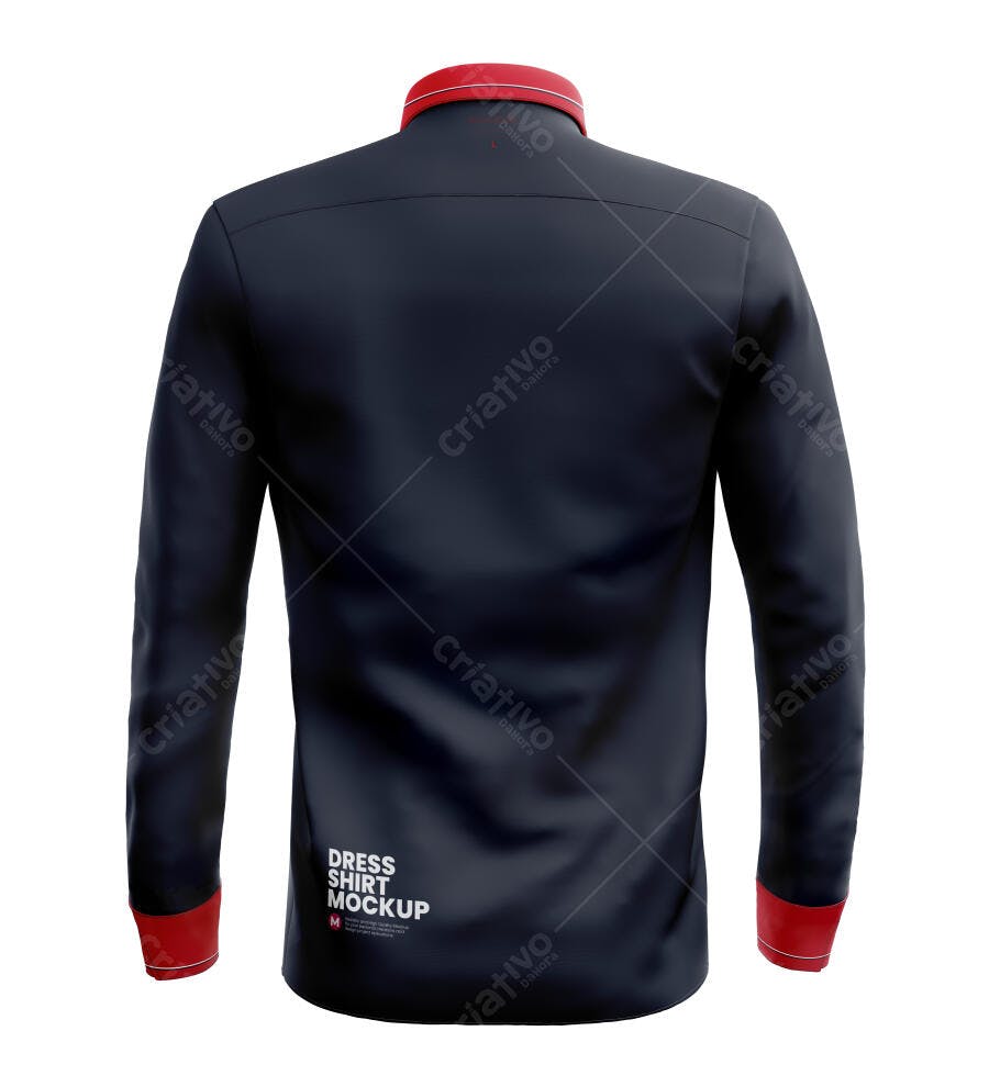 Mockup Camisa Social Manga Longa Verso Fundo Branco Editável
