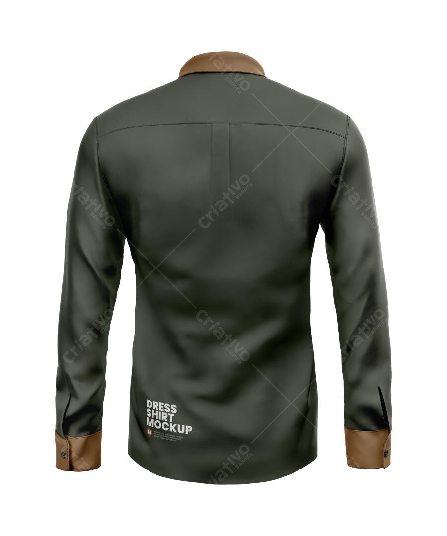 Mockup Camisa Social Masculina Costas Fundo Branco Editável
