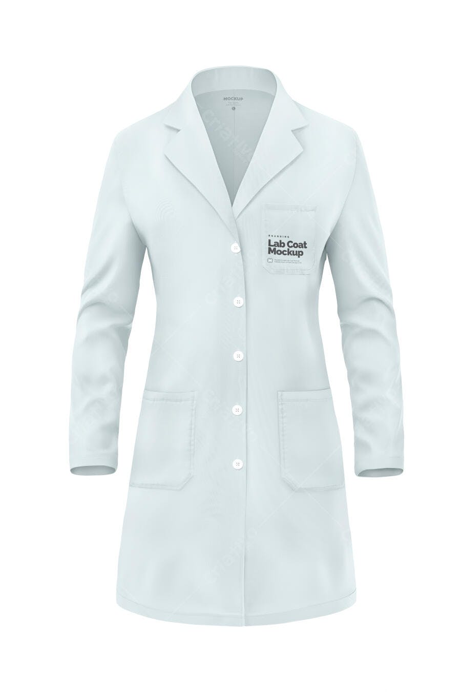 Mockup Jaleco Branco Feminino Frontal Editável