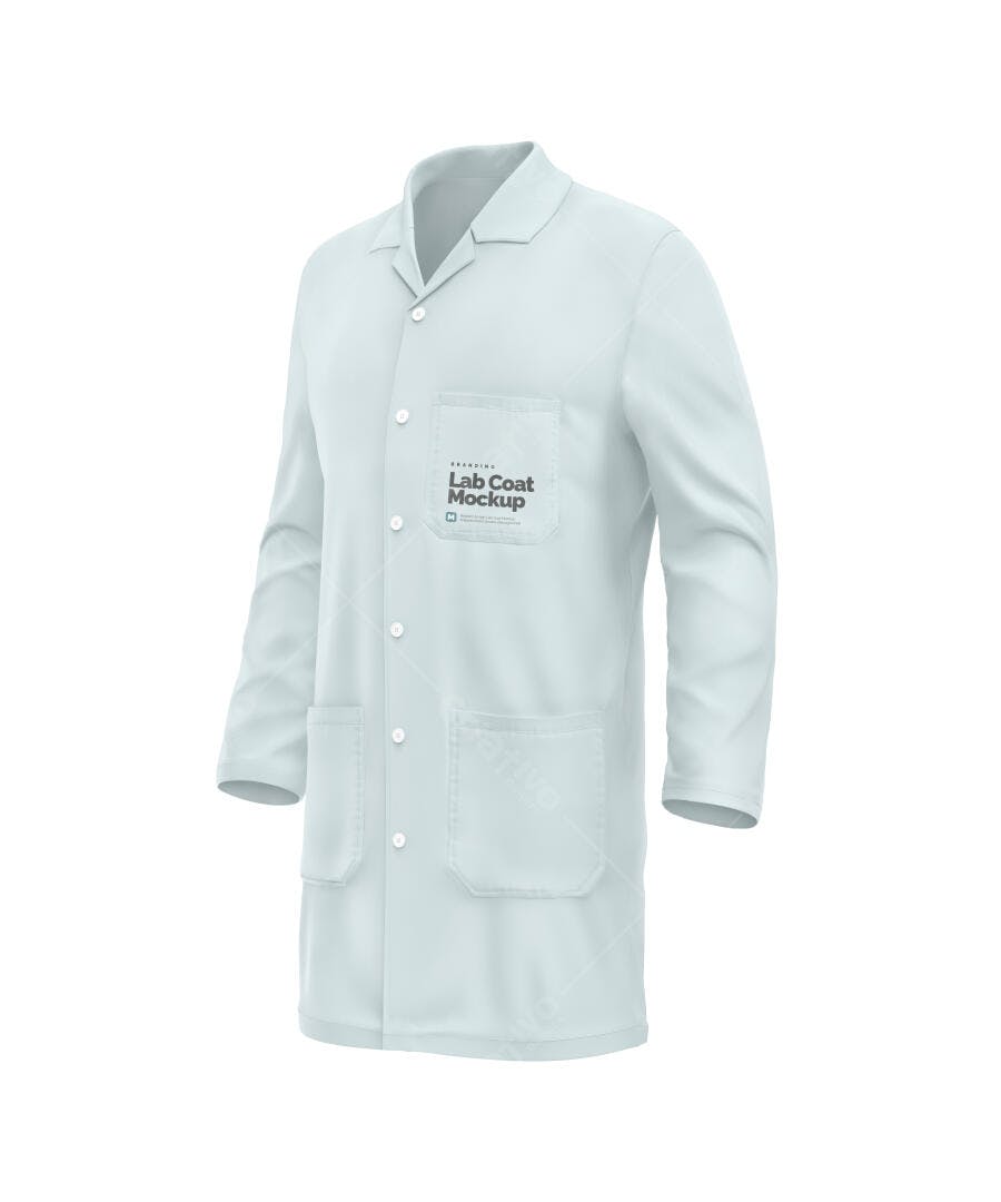 Mockup Jaleco Médico Branco 3/4 Fundo Limpo Editável