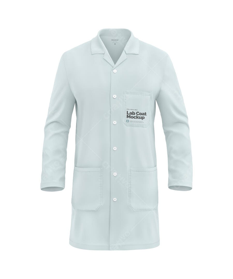 Mockup Jaleco Médico Branco Frontal Fundo Limpo Editável