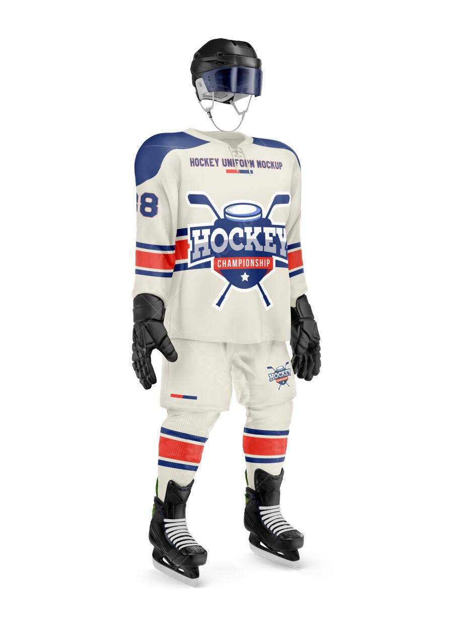Mockup Uniforme Hóquei Completo Frente Fundo Branco Editável