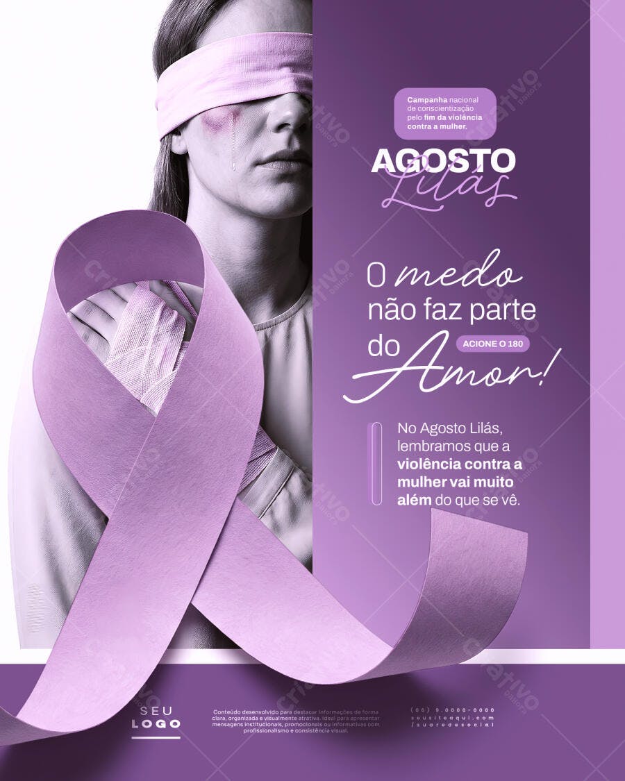 Post Instagram Agosto Lilás Conscientização PSD Editável