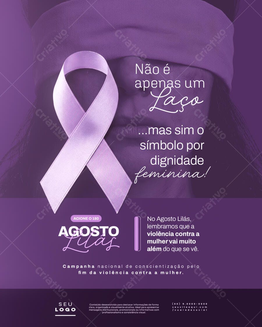 Post Instagram Agosto Lilás Conscientização PSD Editável