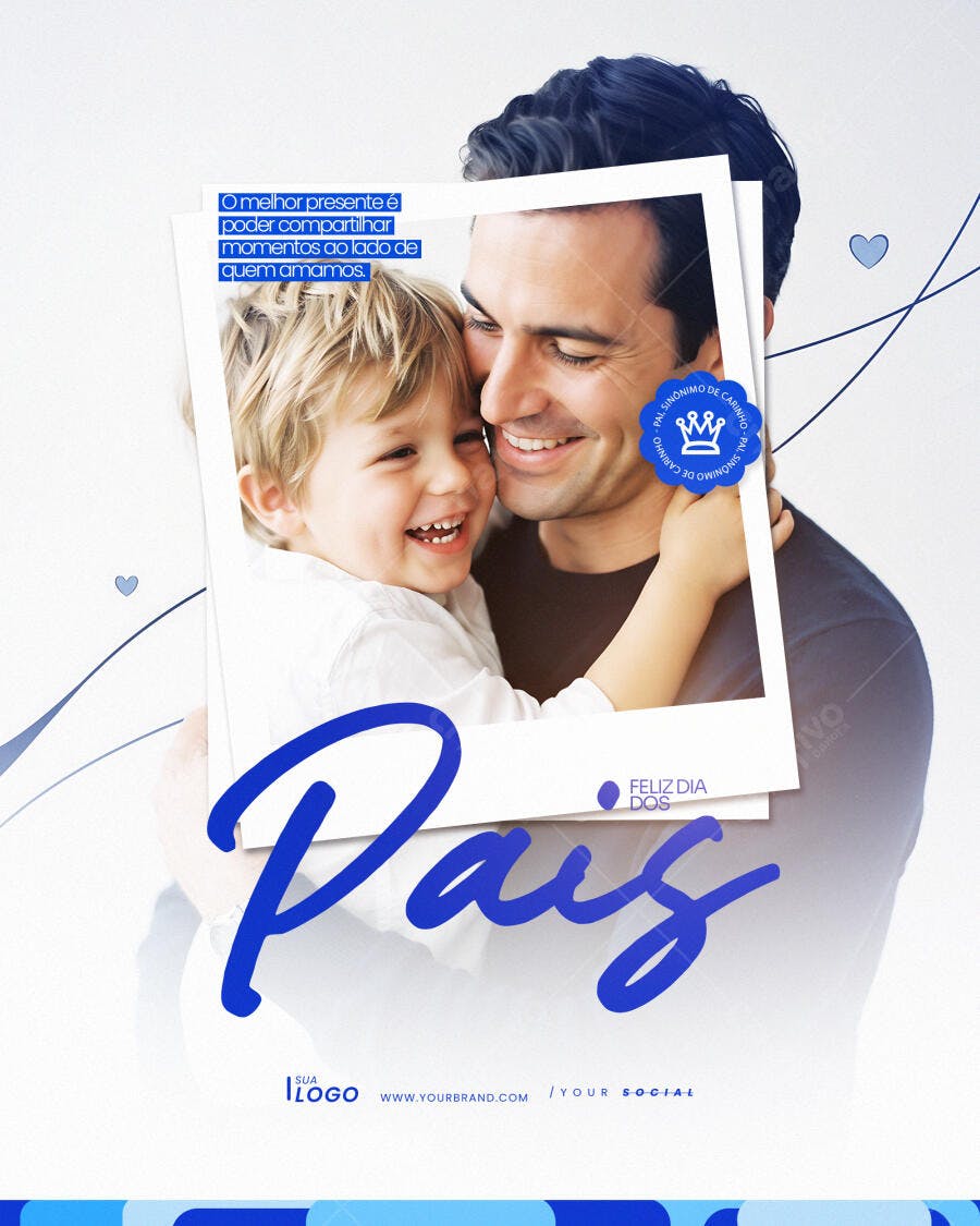 Post Instagram Dia dos Pais Família Azul PSD Editável