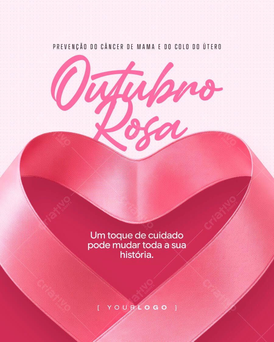 Post Instagram Outubro Rosa Prevenção Câncer PSD Editável