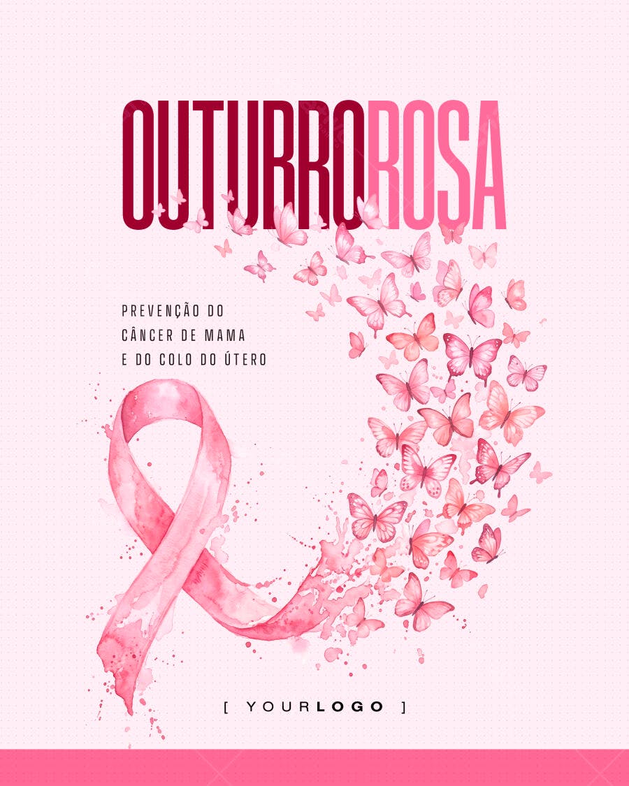 Post Instagram Outubro Rosa Prevenção Câncer PSD Editável