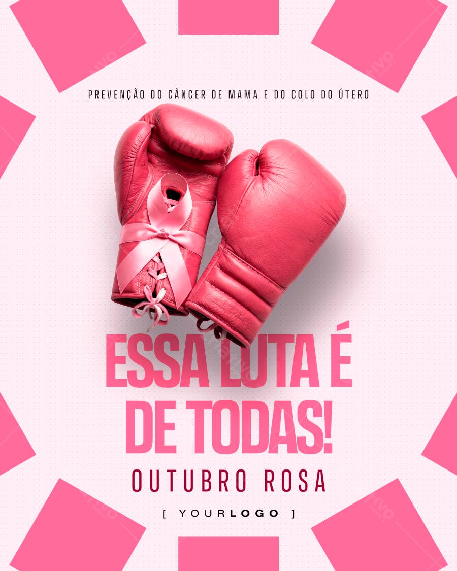 Post Instagram Outubro Rosa Prevenção Câncer PSD Editável