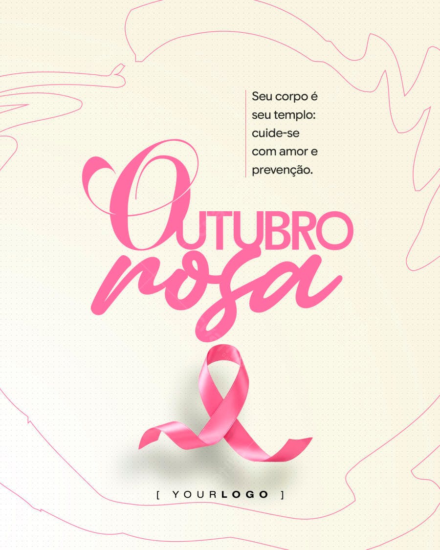 Post Instagram Outubro Rosa Prevenção PSD Editável
