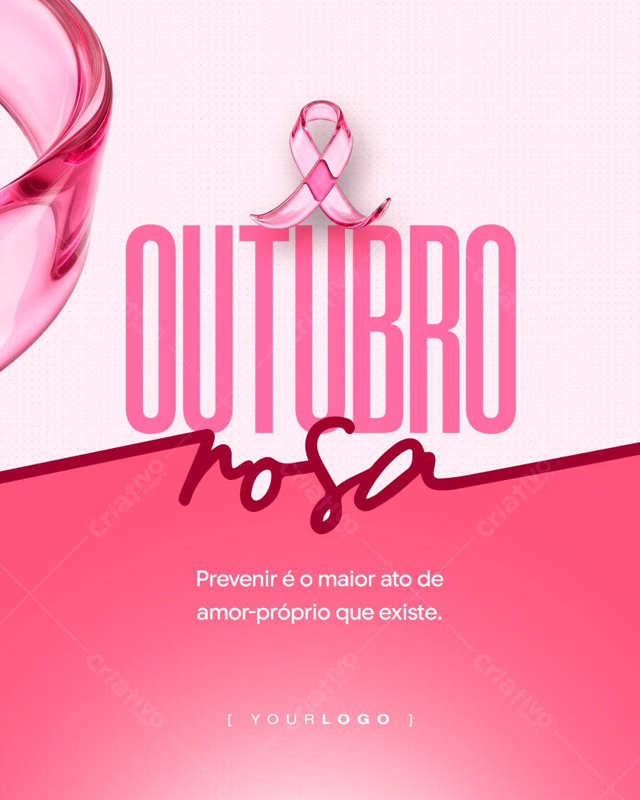 Post Instagram Outubro Rosa Prevenção PSD Editável