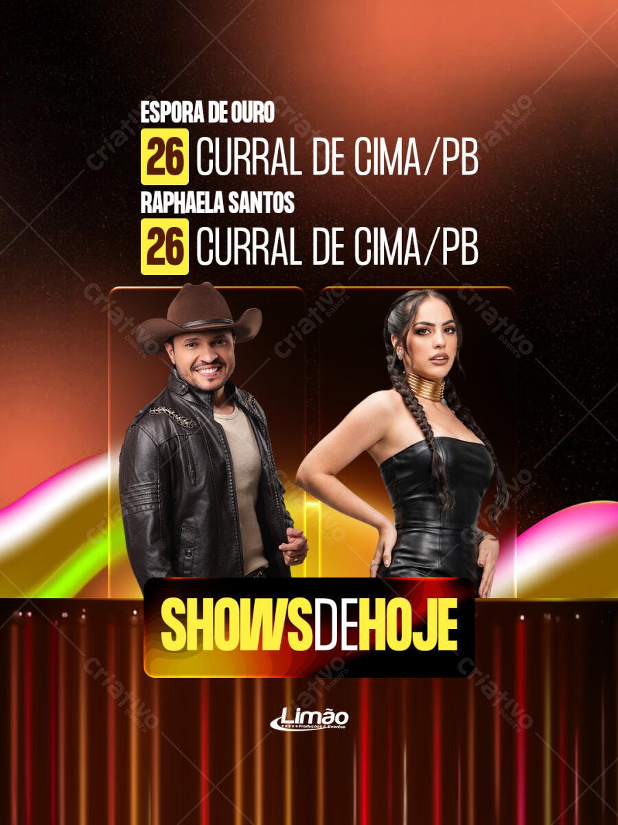Post Instagram Shows de Hoje Sertanejo PSD Editável