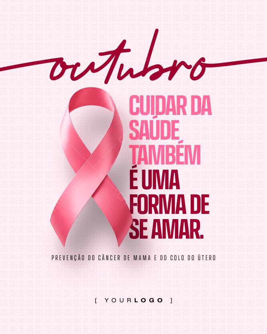 Post Outubro Rosa Prevenção Câncer PSD Editável