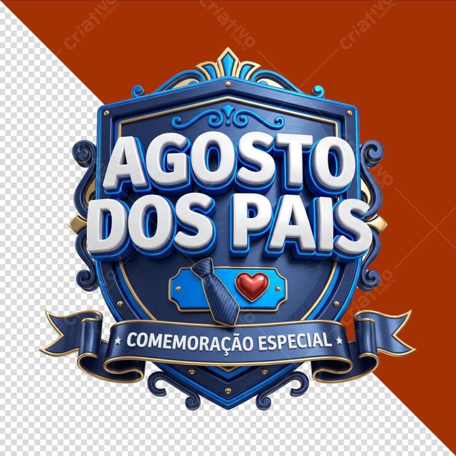 Selo Dia dos Pais Agosto Comemoração Especial PSD Editável