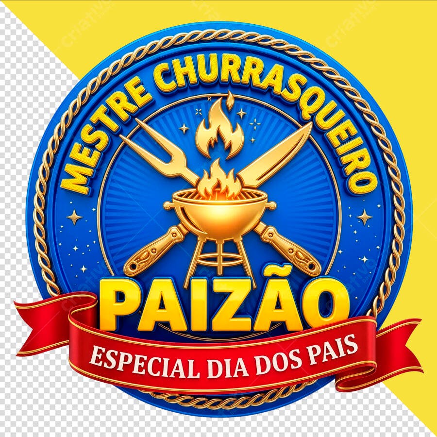 Selo Dia dos Pais Mestre Churrasqueiro PSD Editável