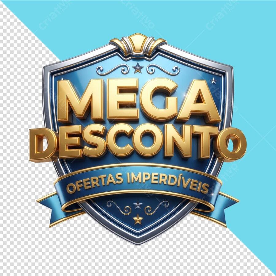Selo Mega Desconto Ofertas Imperdíveis PSD Editável