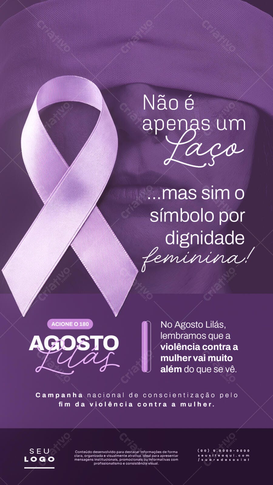 Story Instagram Agosto Lilás Conscientização PSD Editável