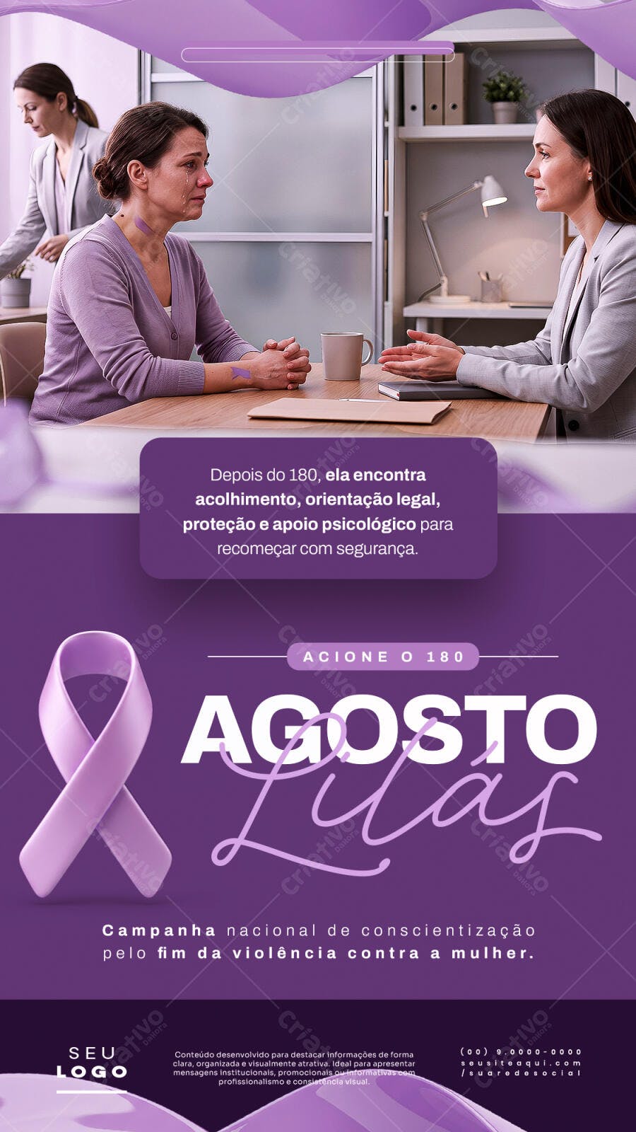 Story Instagram Agosto Lilás Conscientização PSD Editável