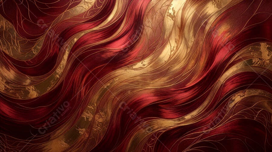 Textura Abstrata Ondas Vermelhas Douradas Luxo Fundo