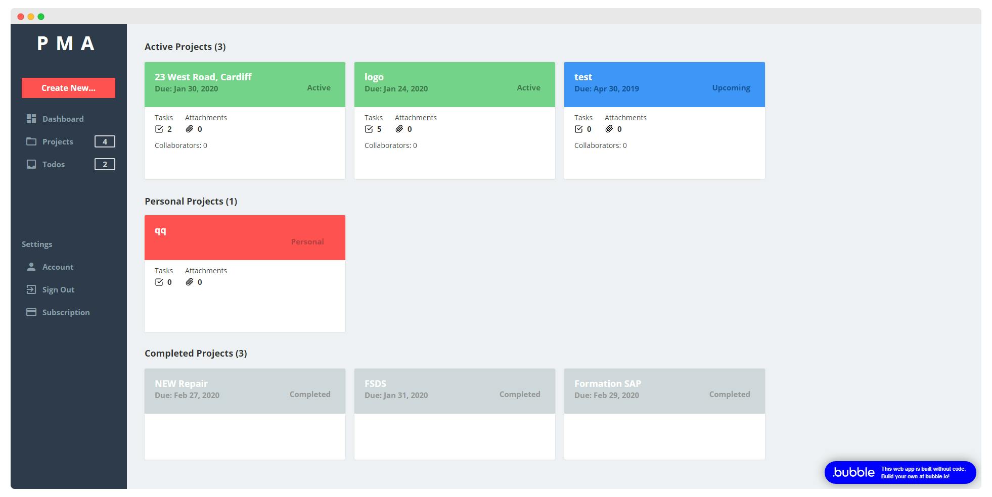 Pma Layout PMA - Project Management Template | Bubble
